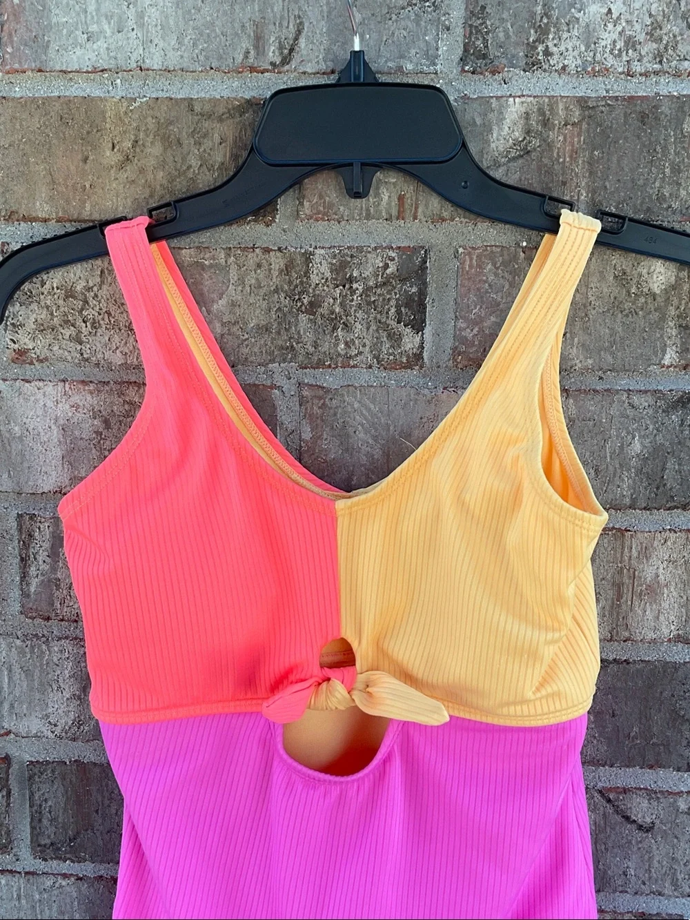 Take 50% OFF- Limited Too Colorblock Tie-Front One-Piece Swimsuit - Size-L